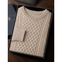 羊绒衫男士圆领秋冬新款五针三股加厚长袖套头羊毛针织衫打底毛衣