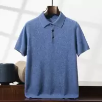 羊绒衫男套头毛衣短袖POLO领纯色商务休闲百搭简约针织衫T恤背心