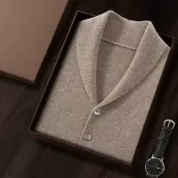 西装领男士宽松休闲纯色马甲坎肩开衫外套秋冬新款翻领羊绒衫无袖