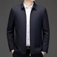中老年干部装秋季男士外套商务休闲翻领爸爸装翻领行政夹克男