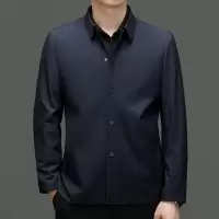 秋冬男士夹克时尚翻领休闲上衣外套宽松休闲单排扣夹克男