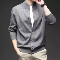 秋冬针织衫男纯色休闲开衫中青年毛衣外套