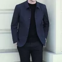 秋季新款外套男中青年时尚休闲纯色保暖长袖夹克商务男士外套