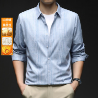 中青年男士商务休闲长袖条纹衬衫秋季新款简约时尚男装衬衣