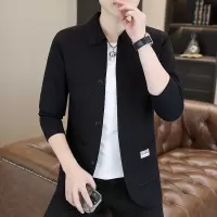 提花开衫毛衣男士春秋季新款翻领时尚休闲长袖毛衣外搭针织衫