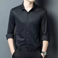 新款中年男士树皮条纹长袖衬衫春秋季休闲时尚简约气质男装