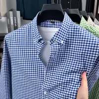 新款男士长袖衬衫男装混纺休闲衬衣 男士纯色棉质衬衫