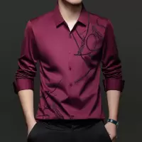 春秋季男式长袖衬衫免烫休闲男装植绒衬衣男