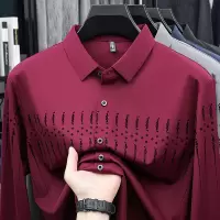 春秋新款翻领男士Polo衫时尚休闲男式印花长袖打底衫