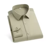 秋季新款男士棉质衬衫商务休闲免烫时尚长袖纯色衬衫