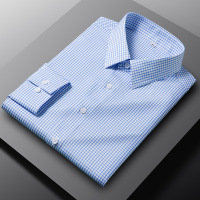秋季新款男士衬衫条纹免烫长袖格子休闲衬衣