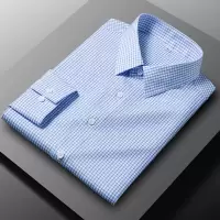 秋季新款男士衬衫条纹免烫长袖格子休闲衬衣