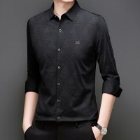 衬衫男长袖春秋季新款秋装上衣爸爸装衬衣潮流百搭印花长袖