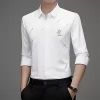 长袖衬衫男士新款秋季商务休闲印花衬衣男士时尚上衣