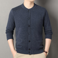 新款男装外套秋冬季加厚毛衣中年男士针织开衫装加绒针织衫