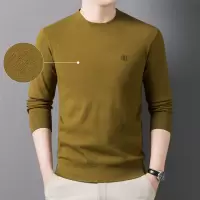 新款秋冬季中青年男士纯色提花针织衫上衣时尚休闲打底衫