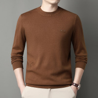 新款纯色长袖针织衫男士秋冬打底贴身毛衣时尚圆领男装上衣