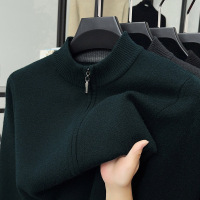 男装冬季半高拉链领毛衣爸爸装长袖内搭保暖针织衫