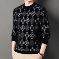 秋冬季毛衣男士内搭一体绒针织打底衫加绒加厚冬装线衣保暖上衣服