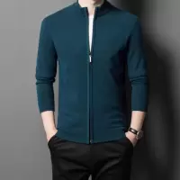 秋冬新款克精仿羊毛开衫休闲外套毛衣中青年男士上衣外 针织