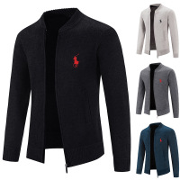 秋冬新款针织开衫男拉链毛衣男休闲立领针织夹克外套男