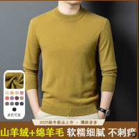 羊毛混防长袖针织毛衣男士秋冬季新款加厚纯色休闲打底羊毛衫