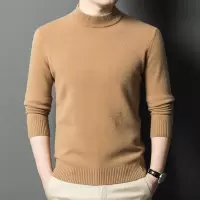 100纯羊毛衫男半高领秋冬加厚毛衣全羊毛半高领纯色毛衣厚435克