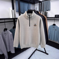 一体绒冬季毛衣男士加绒加厚保暖上衣半高领拉链针织打底衫