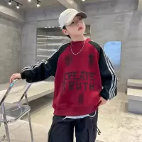 男童冬季加绒卫衣秋冬款新款中大童痞帅儿童一体绒加厚上衣潮