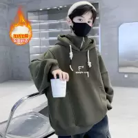 男童冬装加绒卫衣秋冬新款男孩冬季中大儿童加厚一体绒上衣潮