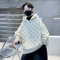 男童加绒卫衣秋冬款一体绒厚新款儿童装冬季大童男孩连帽上衣