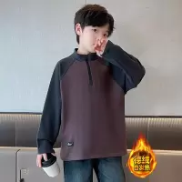 男童德绒打底衫秋冬款新款儿童拉链长袖T恤t中大童冬季半高领