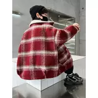 儿童装男童加绒外套秋冬季新款大童冬装加厚呢大衣年服洋气潮