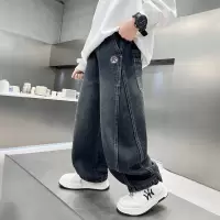 儿童装男童加绒牛仔裤秋冬款新款中大童男孩冬装一体绒裤子潮