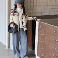 女童针织开衫秋季新款洋气女大童韩版连帽上衣儿童毛衣外套潮