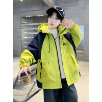 男童加厚外套秋冬款新款中大童夹棉冲锋衣青少年冬装棉服