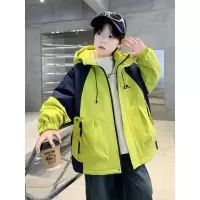 男童加厚外套秋冬款新款中大童夹棉冲锋衣青少年冬装棉服