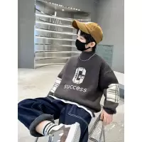 男童加厚毛衣针织衫秋冬款炸街新款冬季中大儿童冬装男孩上衣