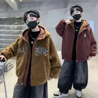 男童加厚羊羔绒外套秋冬款新款儿童冬装两面穿毛毛衣