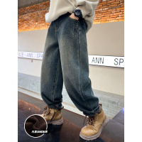 男童加绒裤子新款牛仔裤秋冬款中大童儿童冬季长裤帅气冬装潮