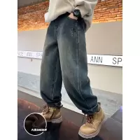 男童加绒裤子新款牛仔裤秋冬款中大童儿童冬季长裤帅气冬装潮