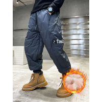 男童加绒裤子秋冬款羽绒棉棉裤新款中大儿童加厚冬季一体绒潮