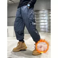 男童加绒裤子秋冬款羽绒棉棉裤新款中大儿童加厚冬季一体绒潮