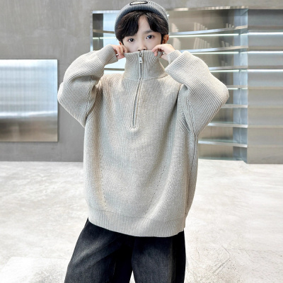 男童半高领毛衣秋冬款新款冬季大男孩冬装儿童装加厚针织线衣