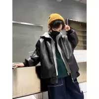男童皮衣外套新款中大童加绒秋冬款儿童冬季皮夹克洋气上衣潮