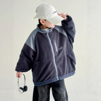 男童秋冬款外套加厚新款大童冬装拼接冬季奥利绒儿童毛毛衣潮