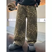 男童秋冬装加绒裤子新款豹纹休闲长裤儿童冬季保暖痞帅直筒裤