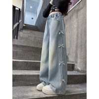 女生春秋装牛仔裤新款初中生女款衣服女大童阔腿裤女孩裤子秋