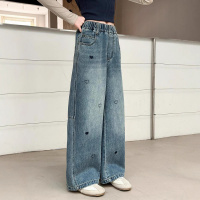 女童牛仔裤春秋新款儿童阔腿裤女孩直筒裤子女装大童时尚长裤