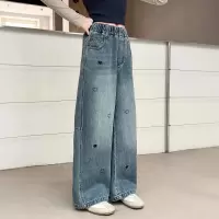 女童牛仔裤春秋新款儿童阔腿裤女孩直筒裤子女装大童时尚长裤